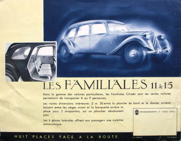 Citroen 11 - 15 CV Traction Avant Modelprogram 1953 Carbrochure (10112)